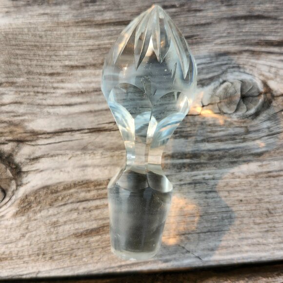 French Vintage Decorative Crystal Glass Bottle Stopper Decanter - Picture 3 of 3